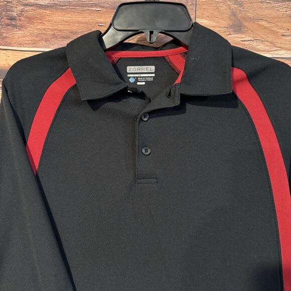 Zorrel Polo Shirt Large Red & Black Short Sleeve Dri Balance Golf Sports Outdoor - Picture 2 of 6